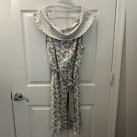 ! Gretchen Scott Grey Heavens Gate Print Off The Shoulder Dress XL - Picture 1 of 3